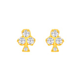 22k Yellow Gold Cubic Zirconia Clover Leaf Stud Earrings with gold weight of 1.028g